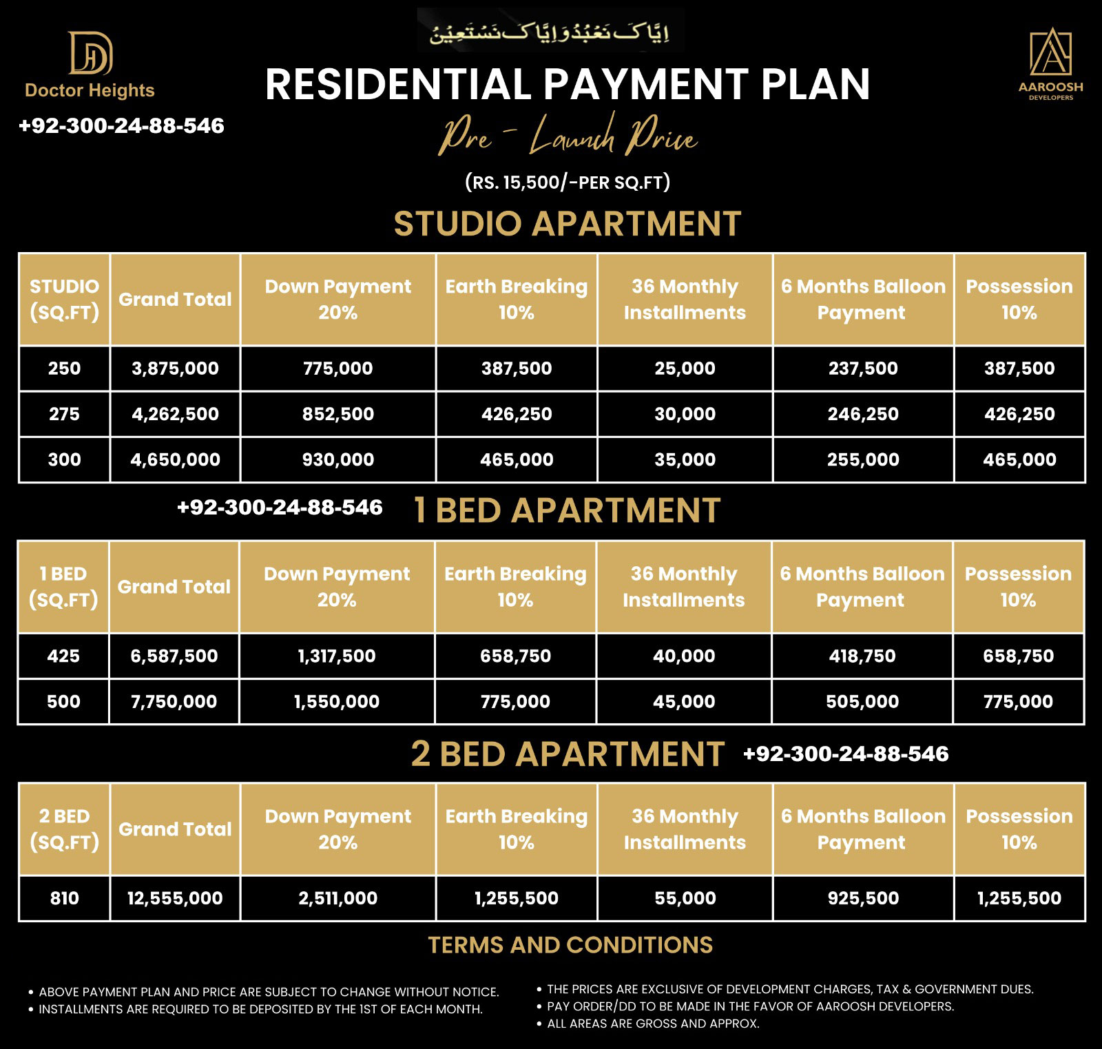 Doctor Heights Payment Plan Bahria Town Lahore