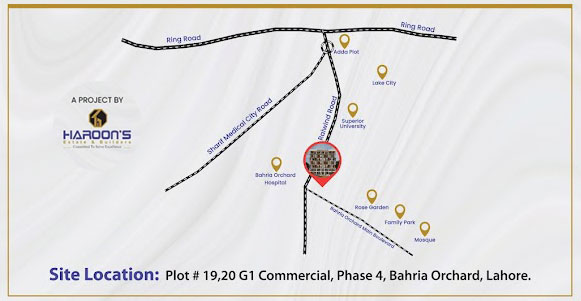 Haroon Arcade Location Map bahria orchard lahore phase 4