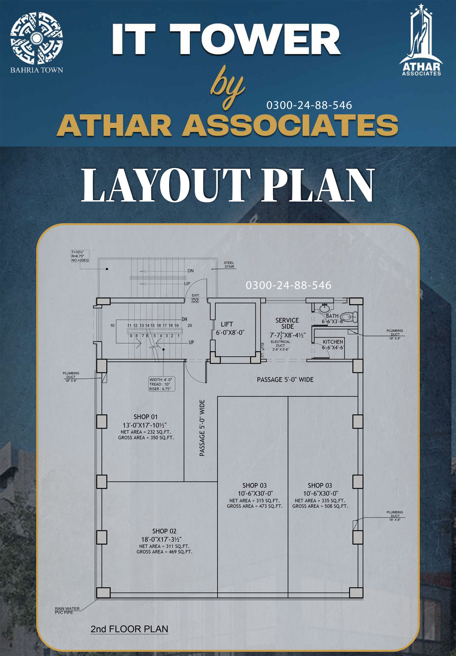 IT Tower Bahria Town Lahore Floor Plan by Athar Associates Corporate Offices on Easy Installments near Ring Road SL3 Interchange