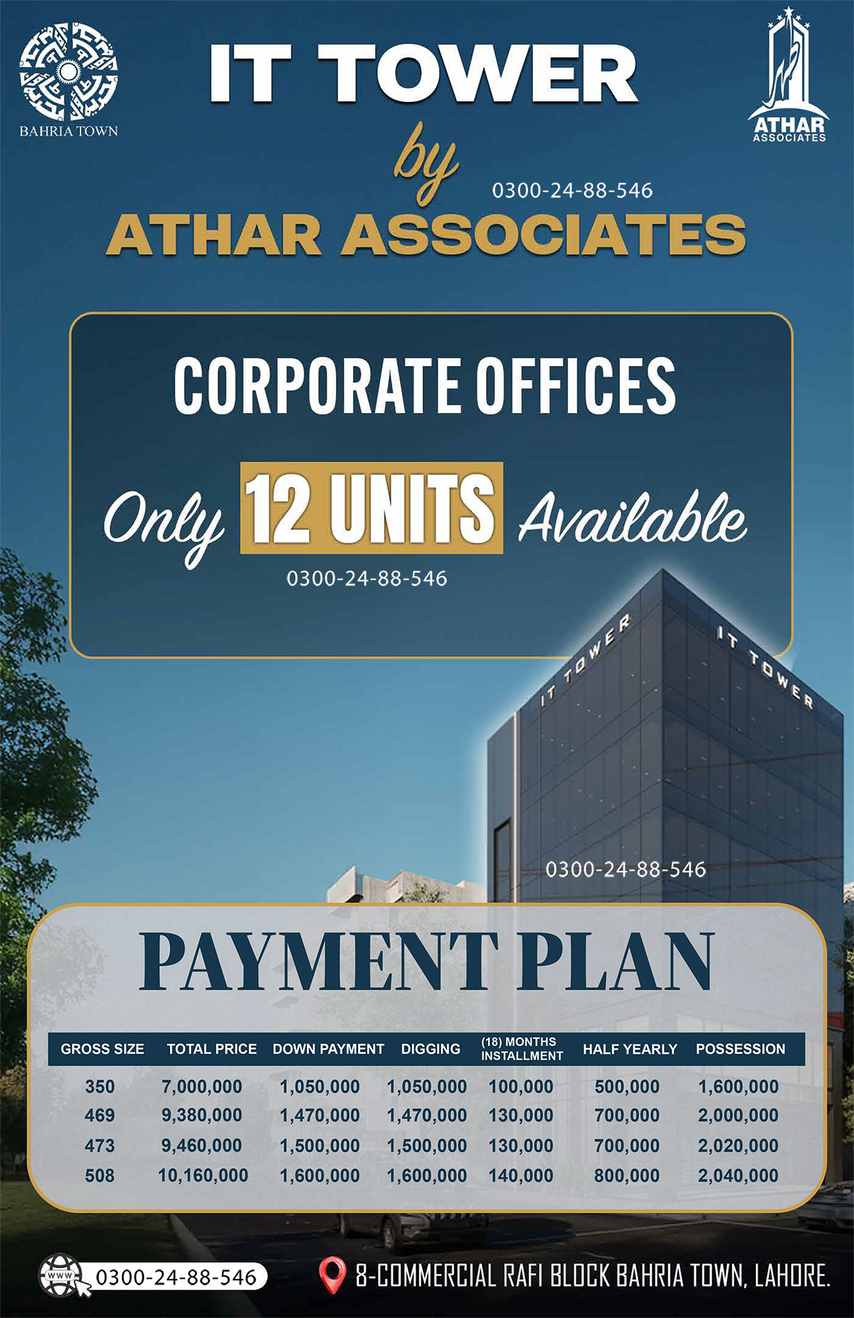 IT Tower Bahria Town Lahore by Athar Associates Corporate Offices on Easy Installments near Ring Road SL3 Interchange