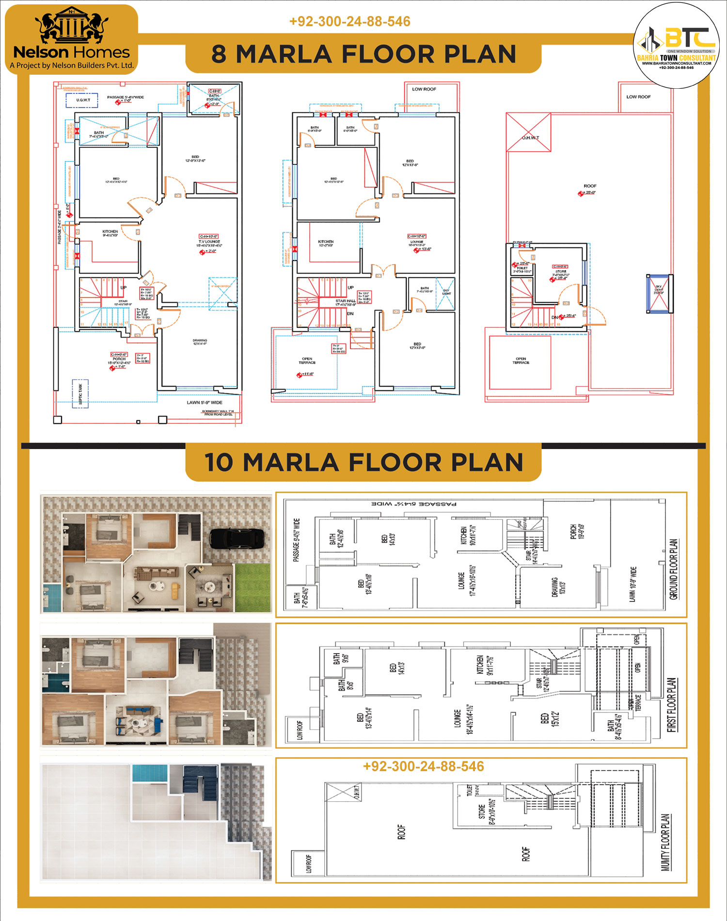 Nelson Homes Floor Plan (8 & 10 Marla)