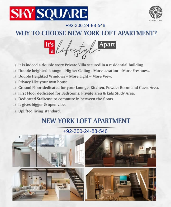 Sky Square Bahria Town Lahore Loft Apartment New York