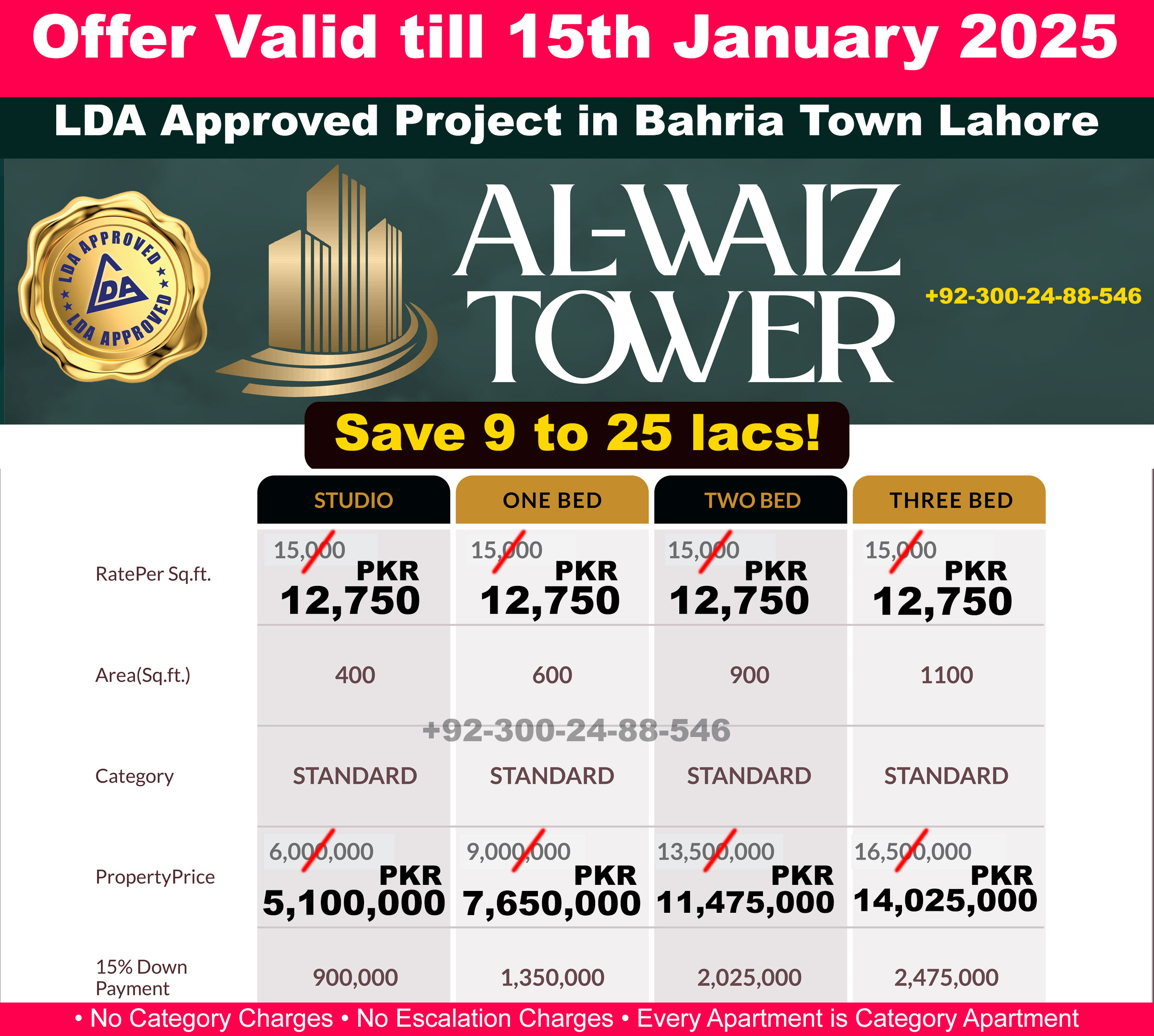 Al Waiz Tower Payment Plan Booking by Al Waiz Group Bahria Town Lahore LDA Approved Project