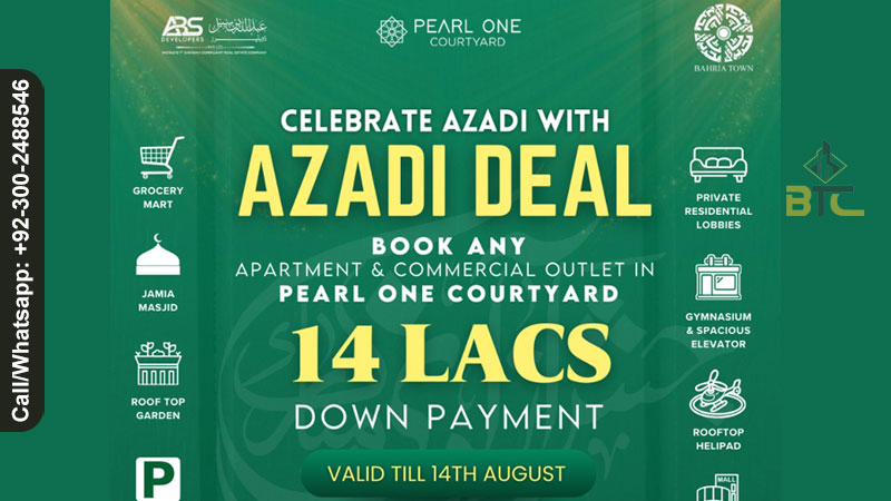 AZAADI DEAL Pearl One Courtyard by ABS Developers in Bahria Town Lahore