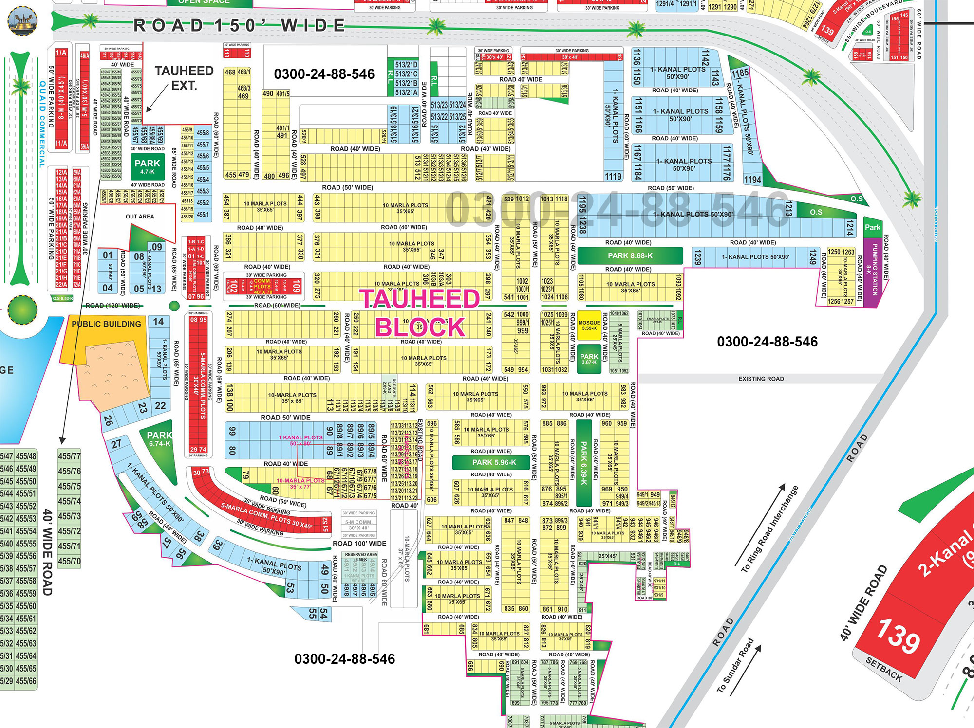 Tauheed Block Bahria Town Lahore Map