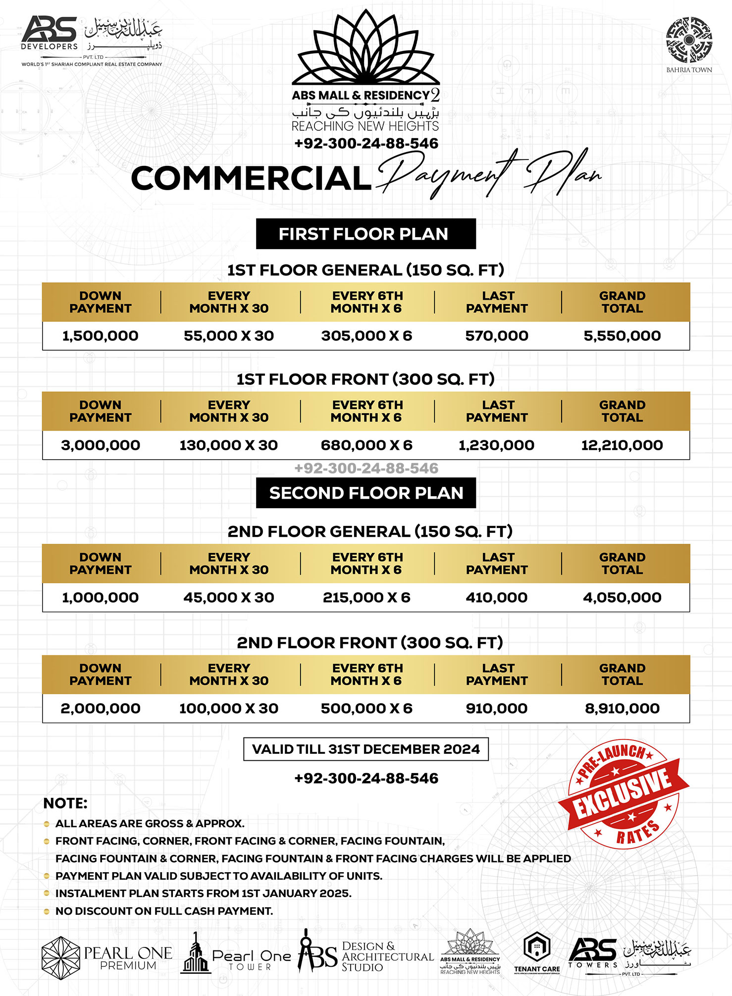 the grand commercial deal payment plan abs developers bahria town lahore